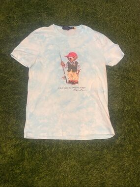 Ralph Lauren Polo Bear Tie-Dye  T-Shirt - Light Blue Medium